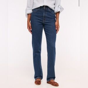 Abercrombie & Fitch Ultra High Rise 90s Straight Leg Jeans in Dark Marble